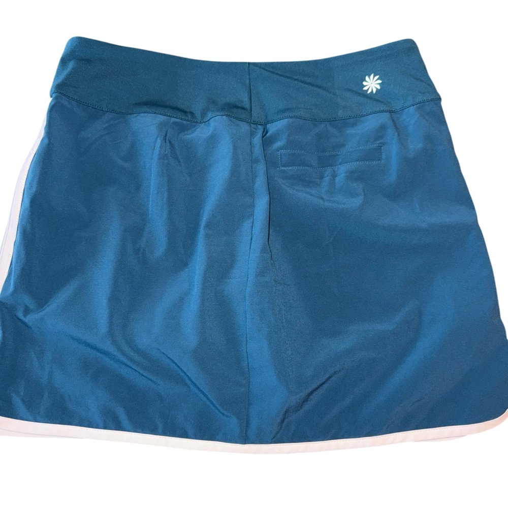 Athleta Teal Athletic Skort Size 4 Floral Trim Mesh Lining Adjustable Vent EUC - Picture 5 of 7